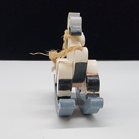 Wooden Rocking Jersey Cow With Bell Christmas Ornaments VTG 4" Tall - Picture 5 of 7